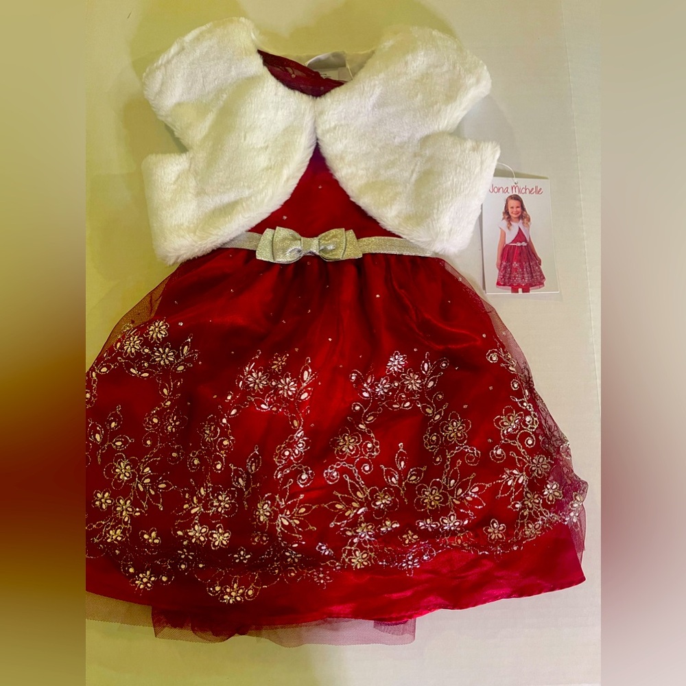 Beautiful Red,white and silver dress size 4t